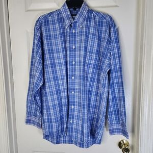 Men's Blue‎ Plaid Burberry Button Down Shirt M